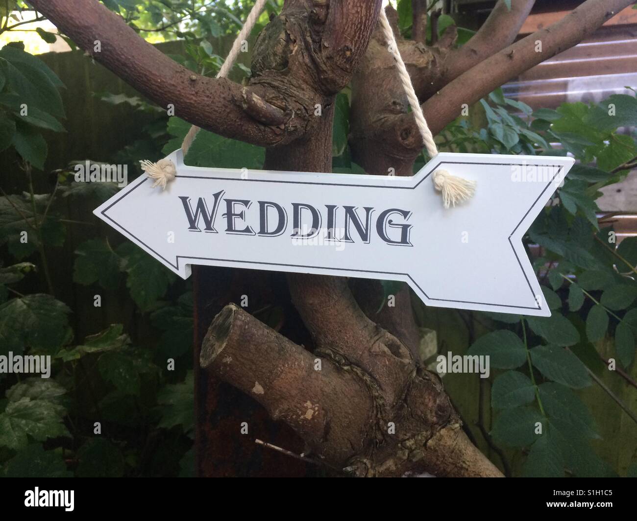 Hochzeit von Zeichen - Smartphone-aufgenommenes Stockfoto