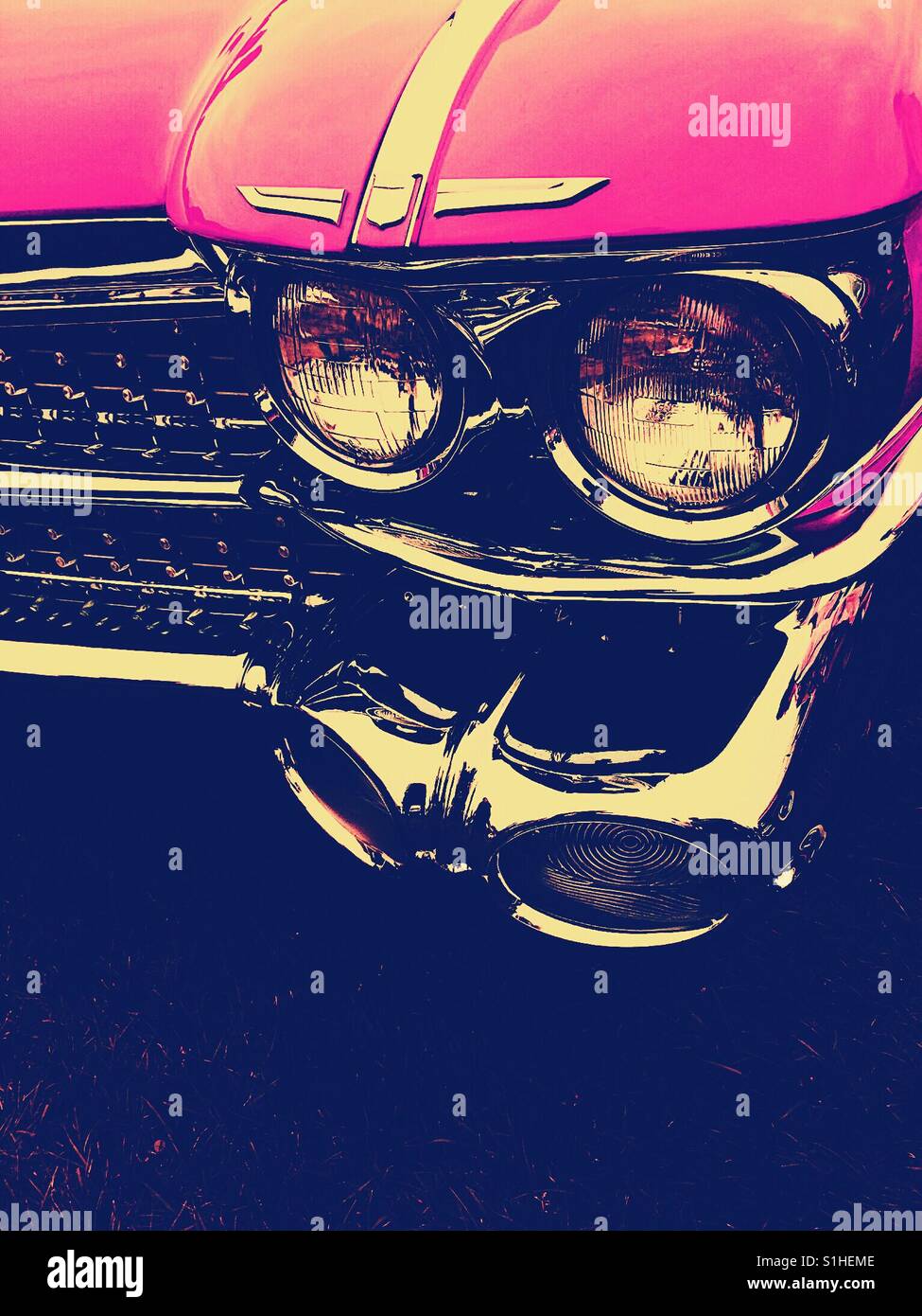 Oldtimer Scheinwerfer und Chrom Stockfoto