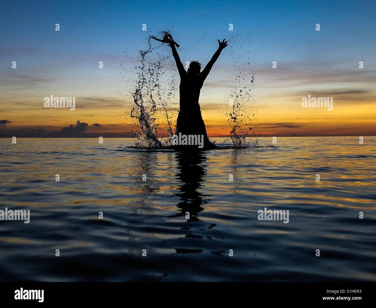 Sunset splash Stockfoto