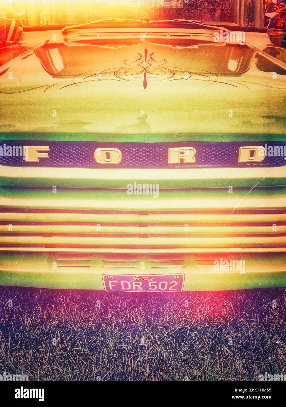 1959 Ford Kastenwagen - Smartphone-aufgenommenes Stockfoto