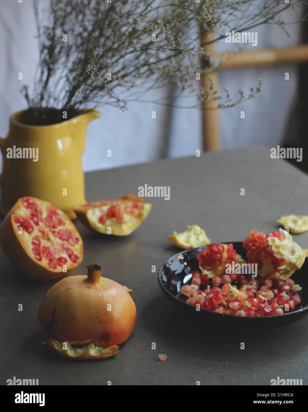 Peek-Saison von pomegreate Stockfoto