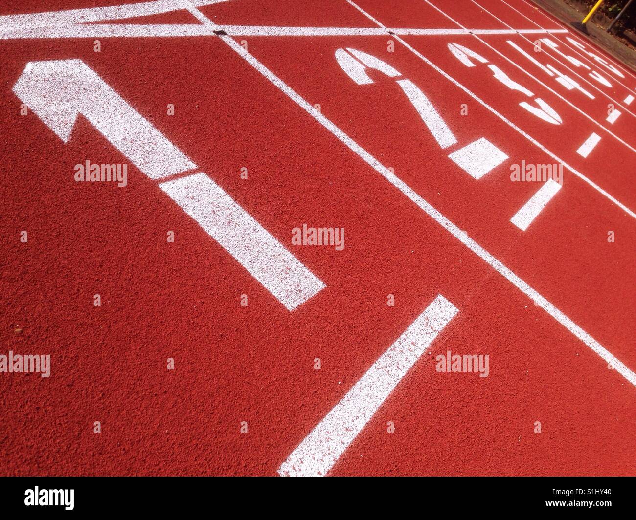 Startplätze für den Betrieb in der Leichtathletik Stockfoto