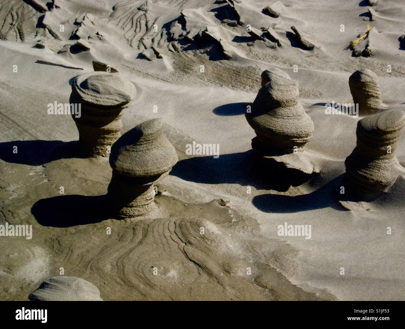 Sand-Formationen am Strand von Oregon Stockfoto