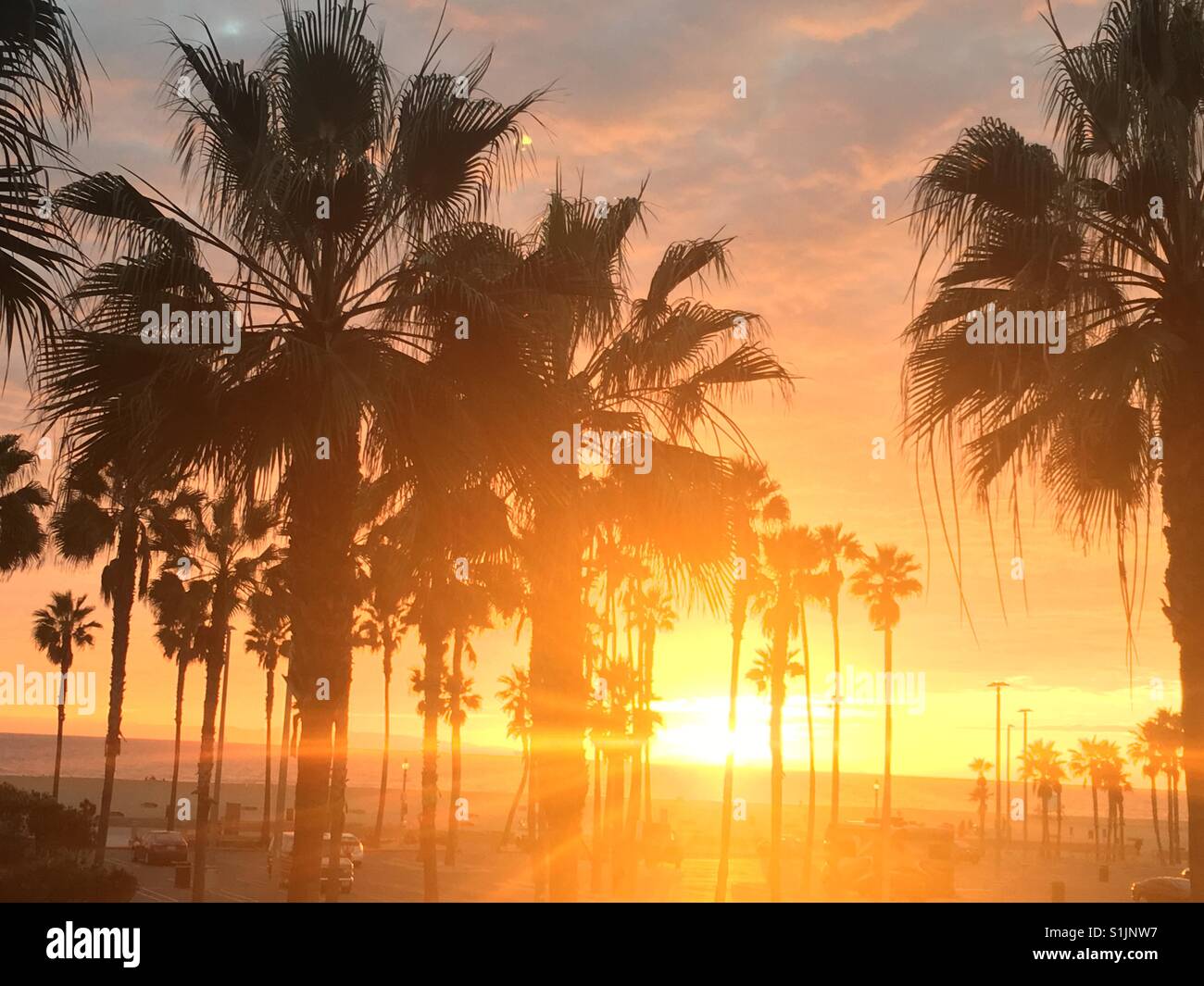 California Sunset in Huntington Beach Stockfoto