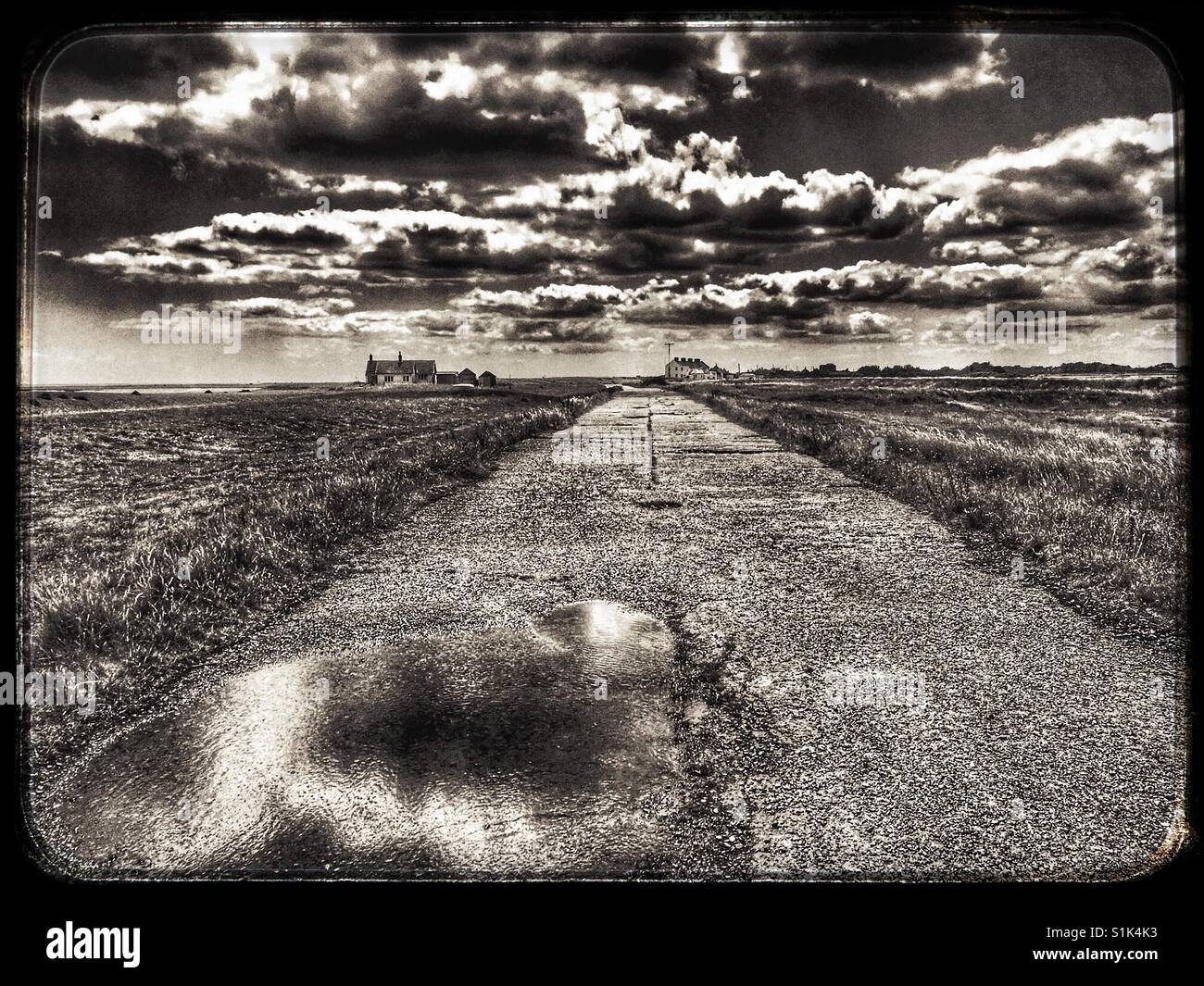 Während des Krieges konkrete Spur, Shingle Street, Suffolk, England. - Smartphone-aufgenommenes Stockfoto