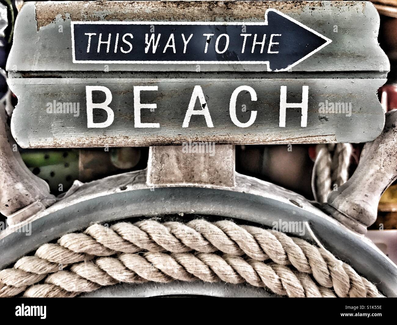 Zeichen: Hier geht es zu The Beach Stockfoto