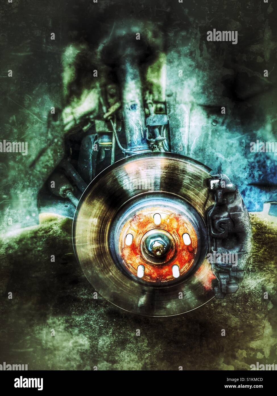 Bremsscheibe und system - Smartphone-aufgenommenes Stockfoto