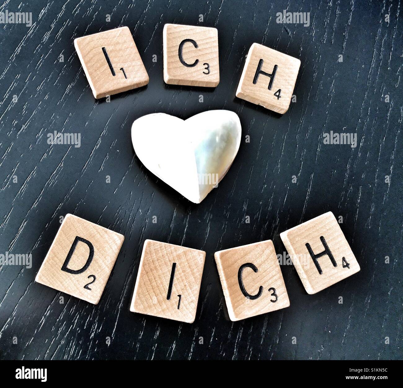 Ich liebe dich in deutscher Sprache. Stockfoto