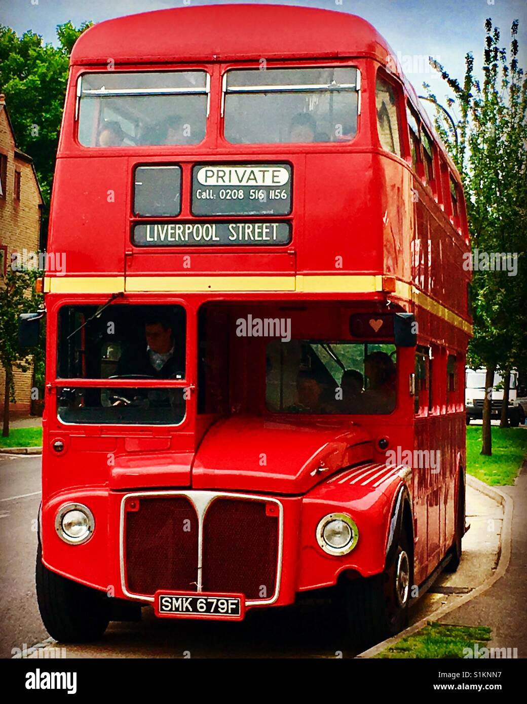 Rote Doppeldecker klassischen Londoner Routemaster - kultige Vintage Bus Stockfoto