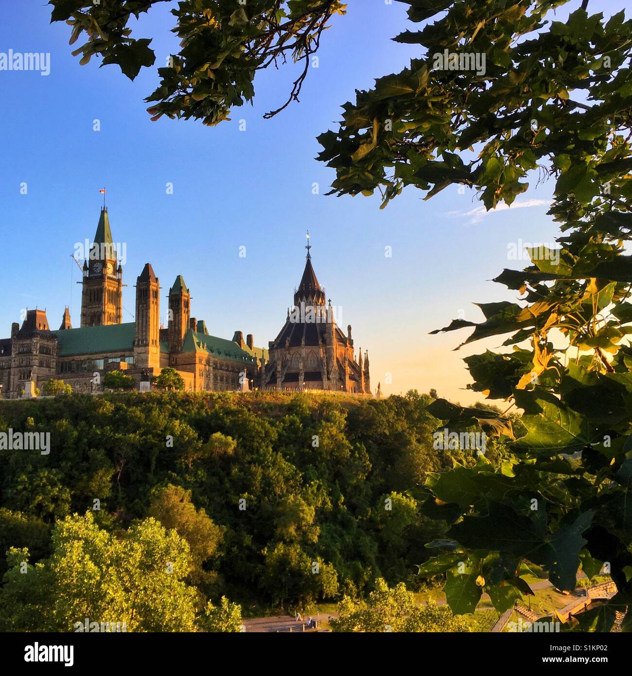 Parliament Hill in Ottawa, der Hauptstadt von Kanada, August 2017. Stockfoto