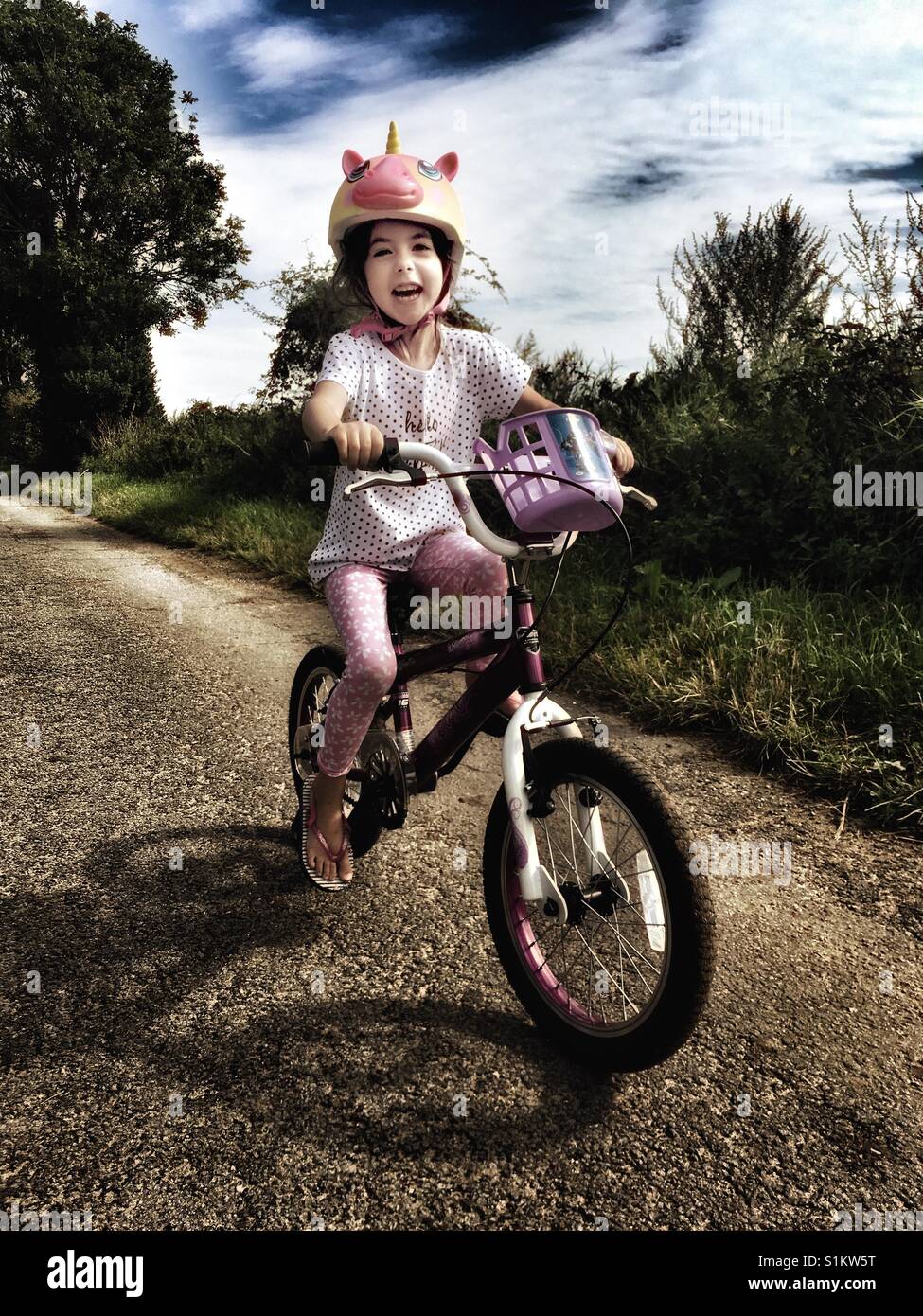 Die Freude am Radfahren - Smartphone-aufgenommenes Stockfoto