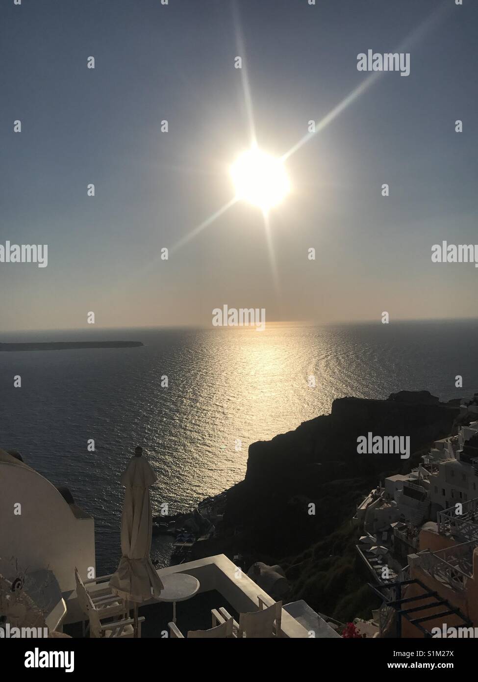 Sonnenuntergang in santorini Stockfoto