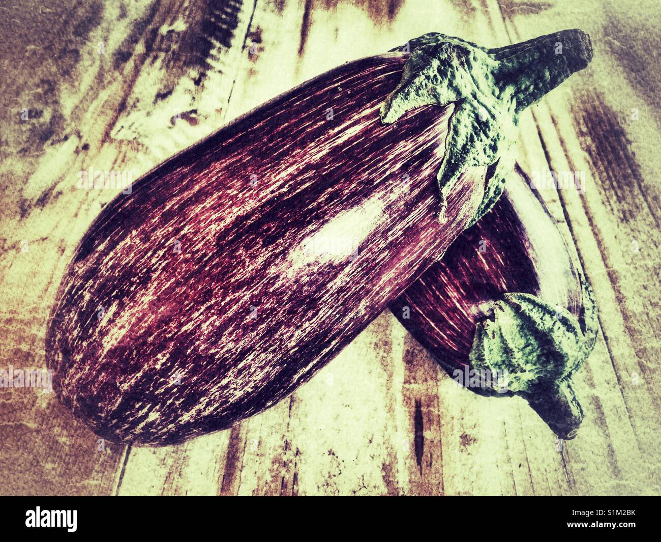Auberginen, auch als Aubergine bekannt Stockfoto