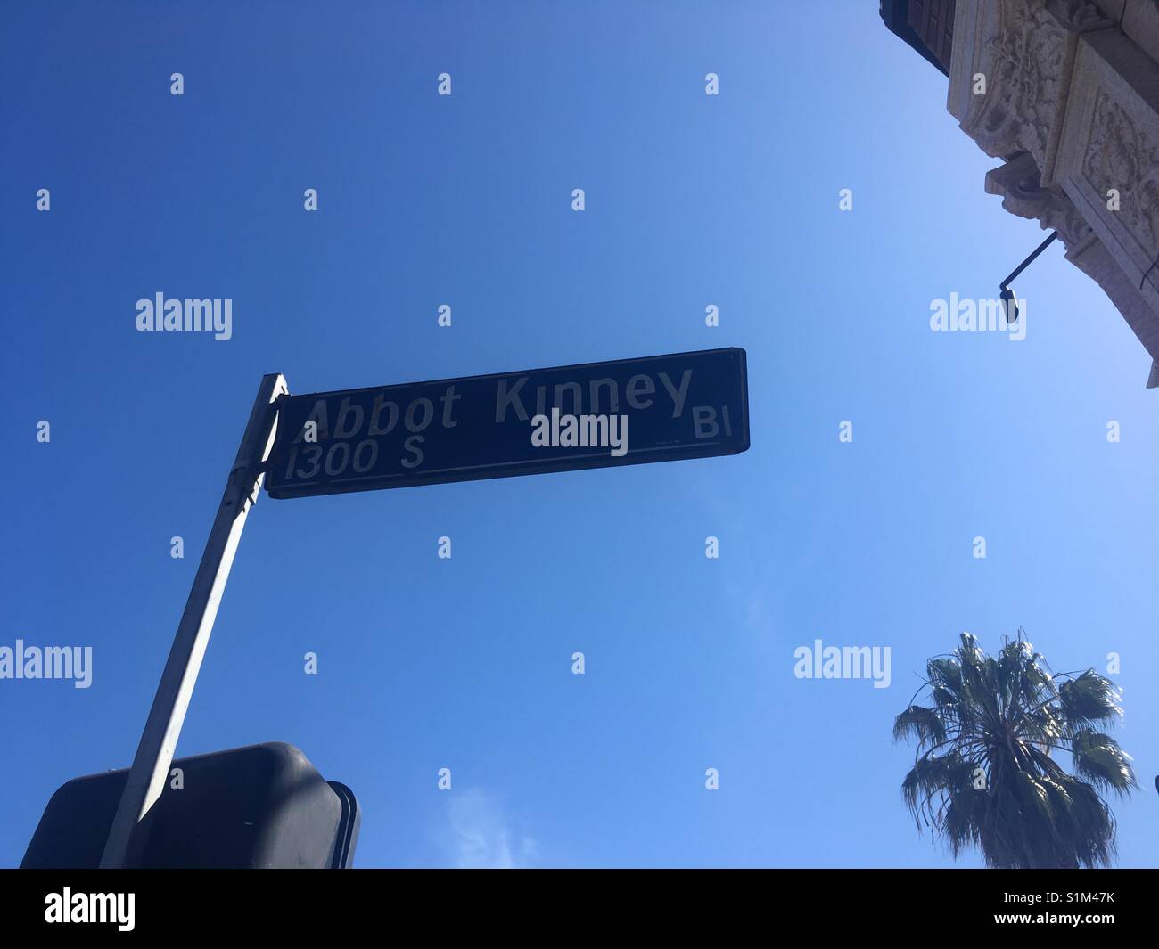 Abbot Kinney Road Sign, Los Angeles Stockfoto