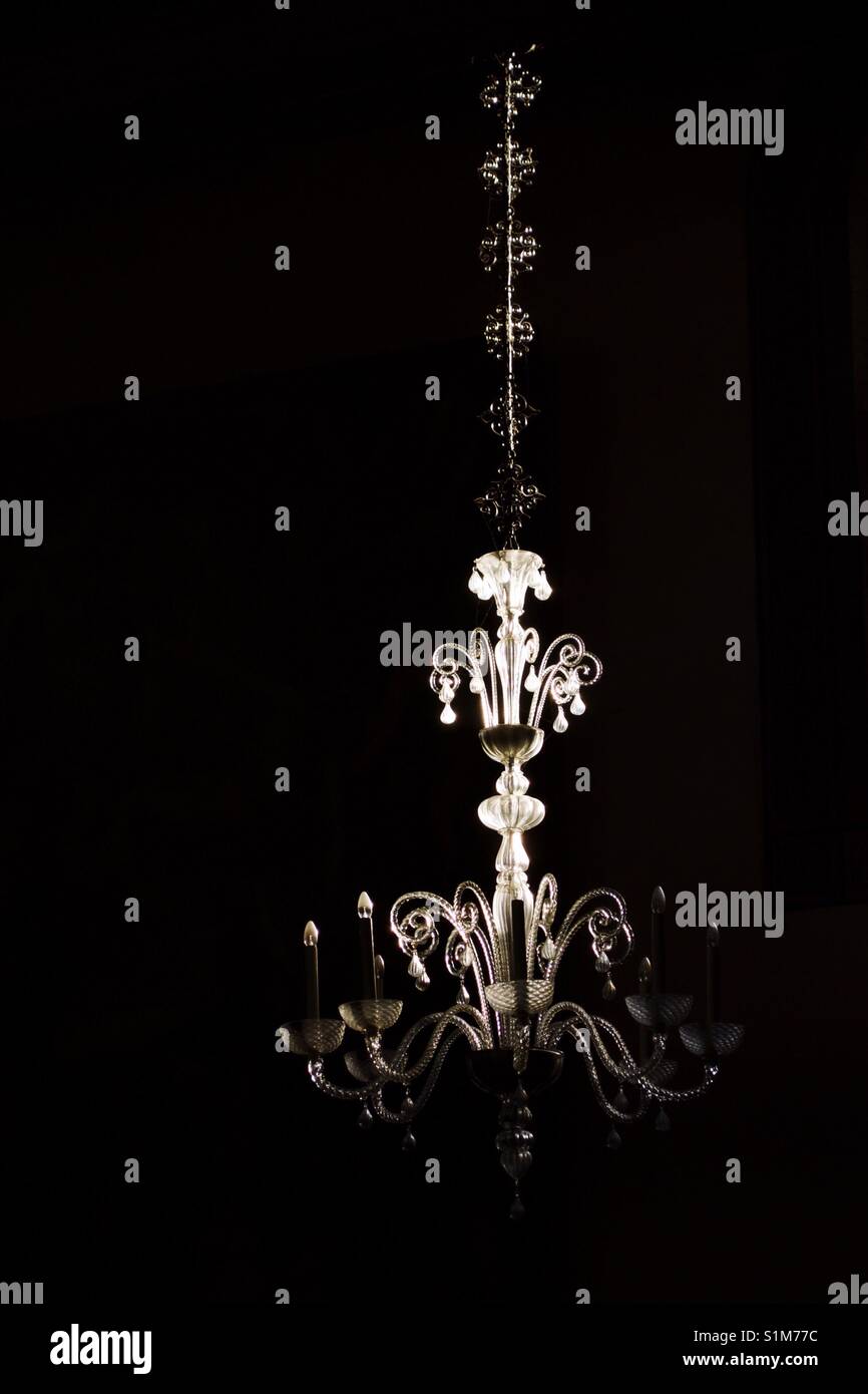 Glas Lampe mit Lichtstrahl Stockfoto