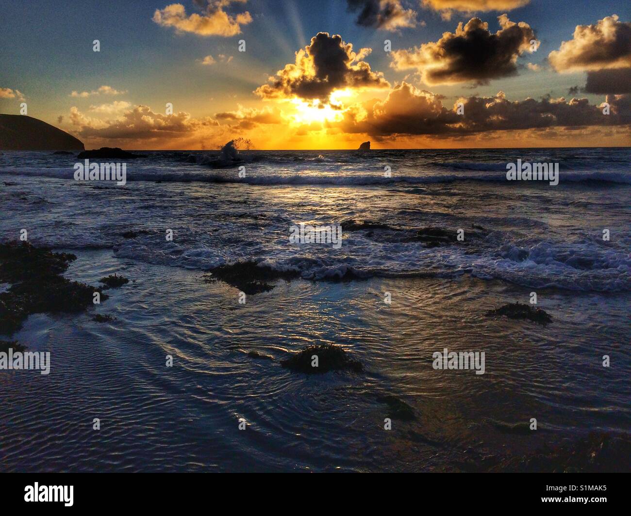 Sonnenuntergang - trevellas Cove Stockfoto