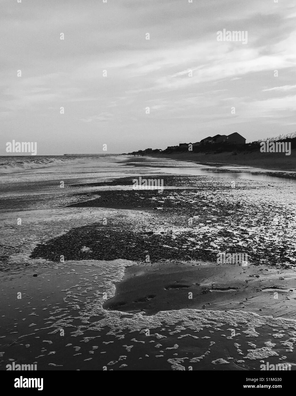 Schwarz-weiß Foto der Strand Stockfoto