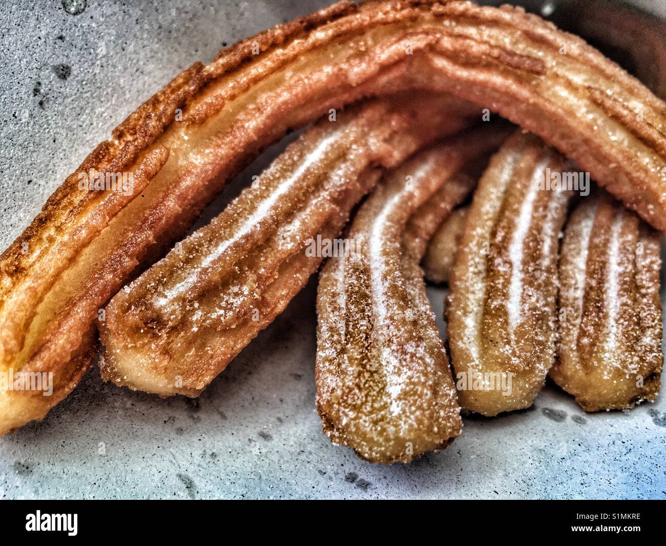 Churros, frittierter Teig Gebäck Stockfoto