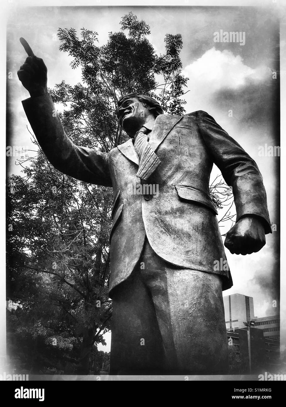 Sir Bobby Robson Statue am Portman Road, Ipswich. Stockfoto