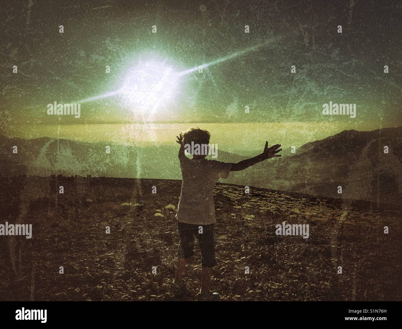 Die Natur umarmen - Smartphone-aufgenommenes Stockfoto