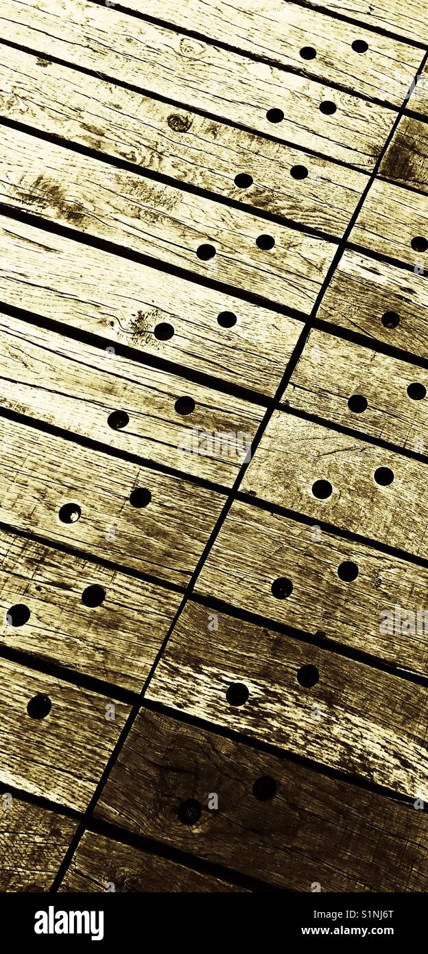 Holzdielen mit einer alten beenden Stockfoto