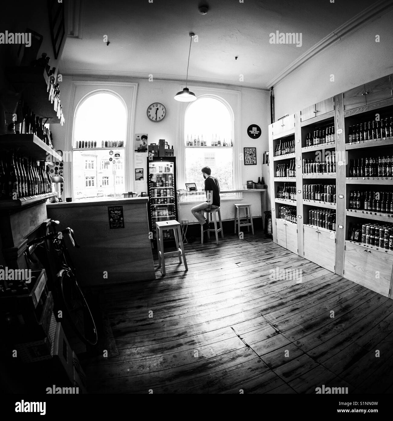 Unabhängige bar in der Corn Exchange, Leeds, West Yorkshire. - Smartphone-aufgenommenes Stockfoto