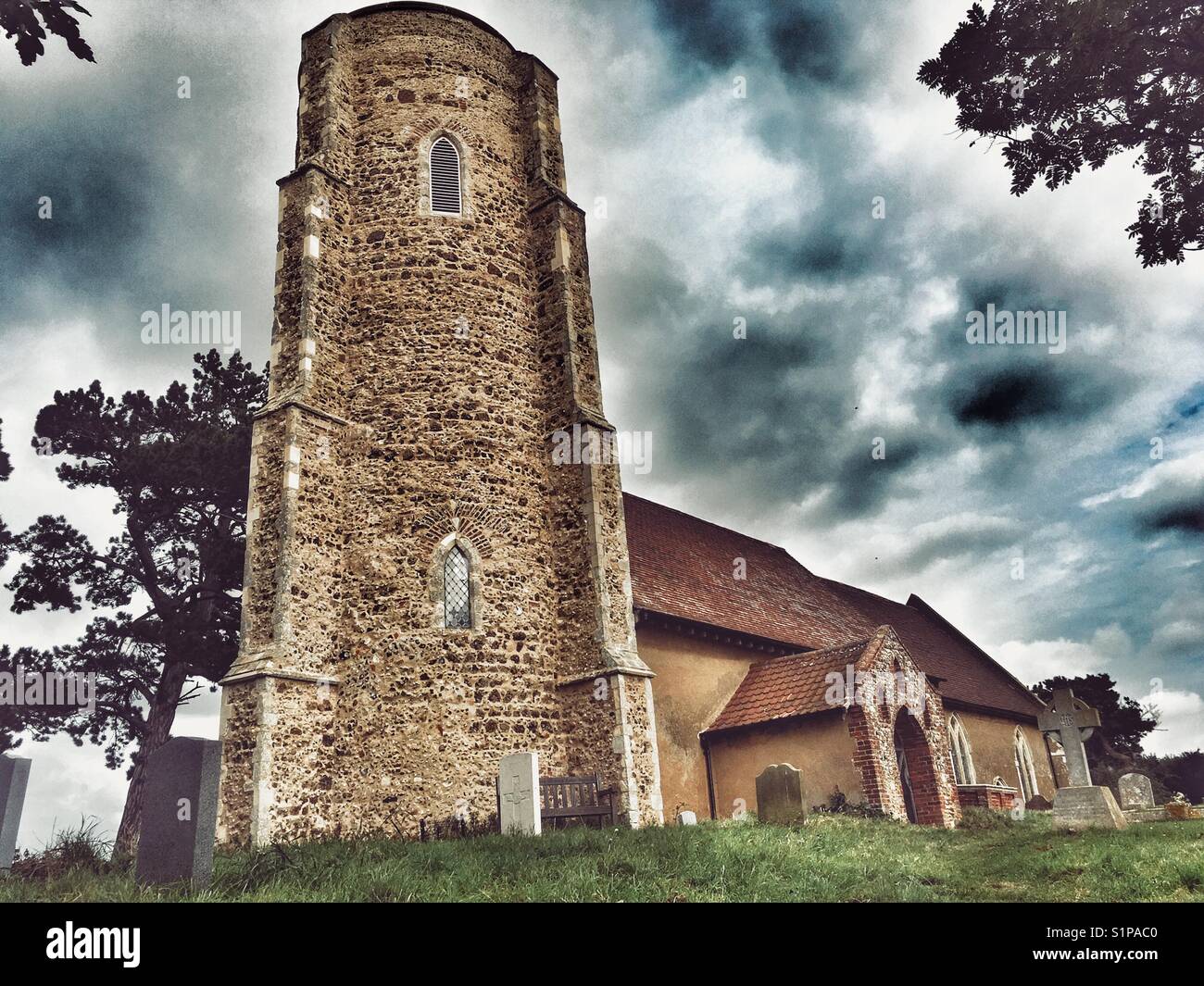 Allerheiligen Kirche Ramsholt Suffolk England - Smartphone-aufgenommenes Stockfoto