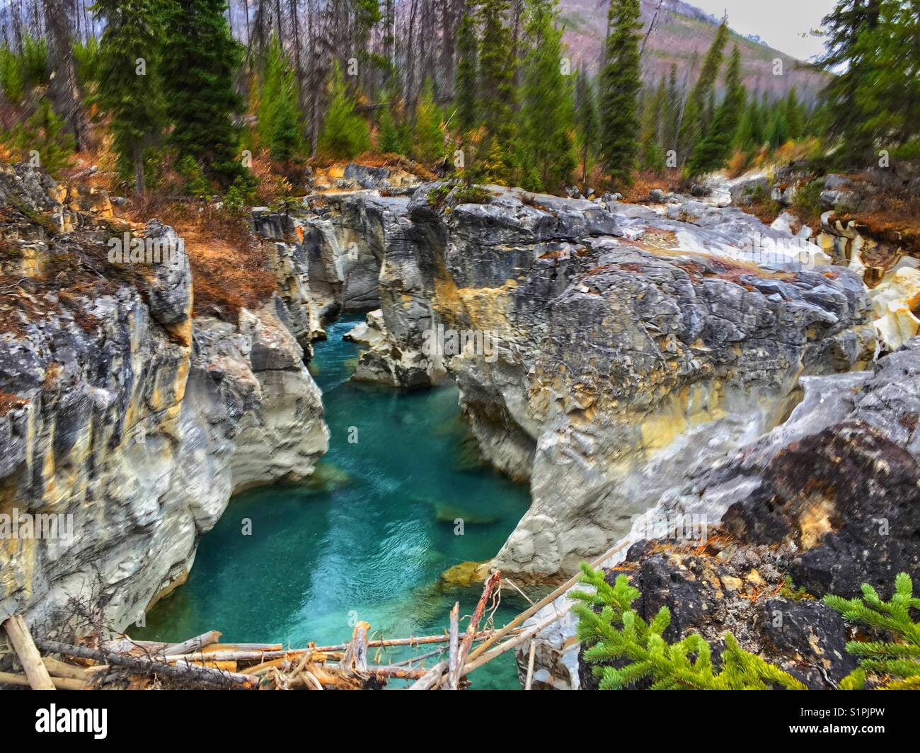Marmor Canyon, Kootenay River, British Columbia - Smartphone-aufgenommenes Stockfoto