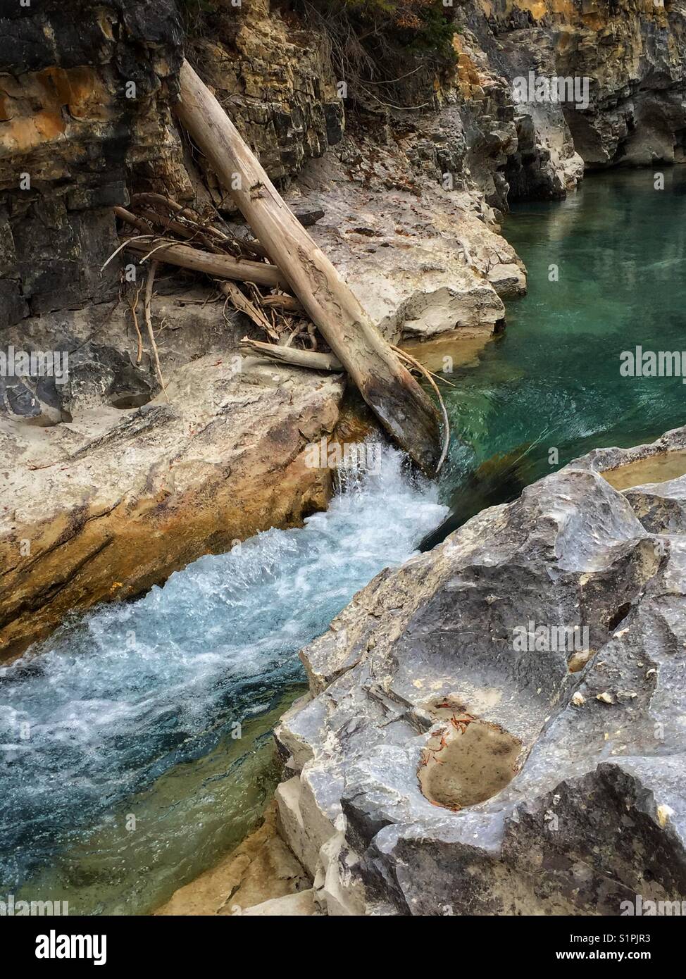 Marmor Canyon, Kootenay River, British Columbia - Smartphone-aufgenommenes Stockfoto
