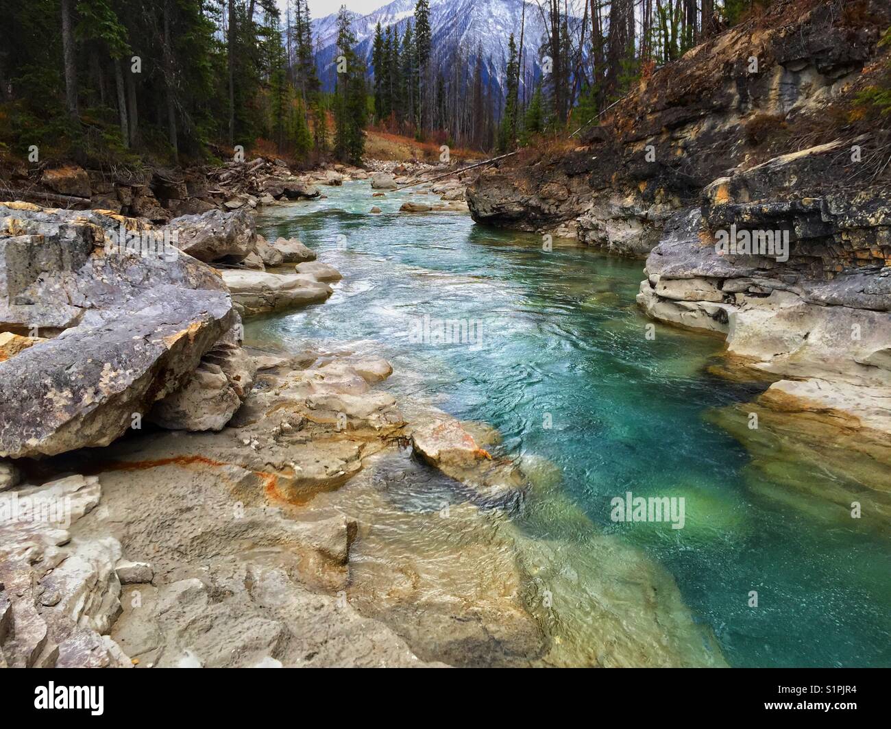 Marmor Canyon, Kootenay River, British Columbia - Smartphone-aufgenommenes Stockfoto