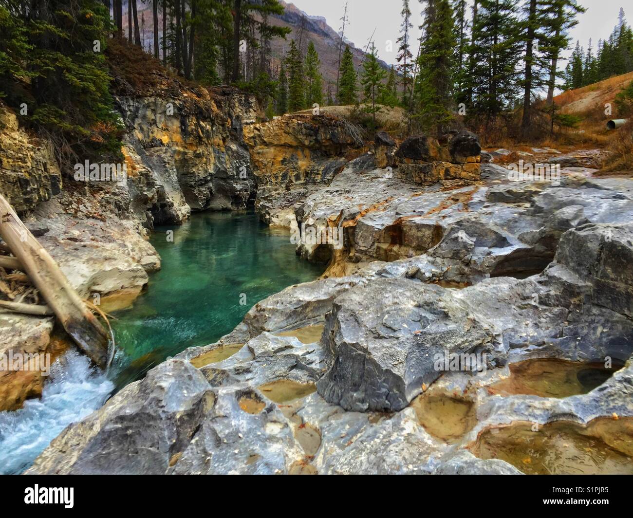 Marmor Canyon, Kootenay River, British Columbia - Smartphone-aufgenommenes Stockfoto