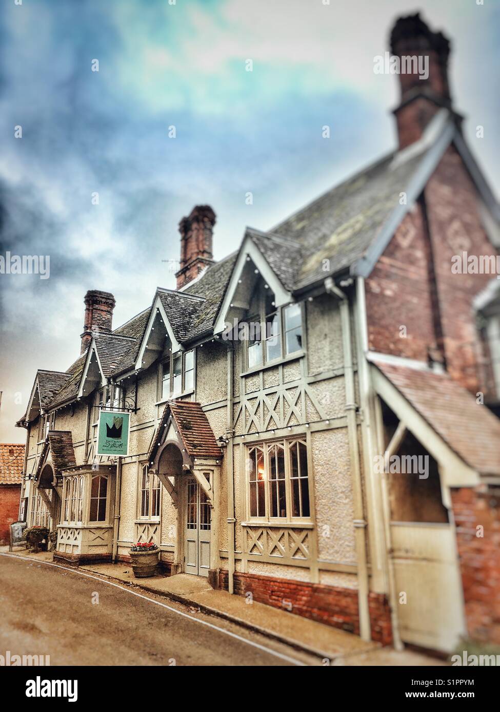 Die Krone und die Burg hotel Orford Suffolk England - Smartphone-aufgenommenes Stockfoto