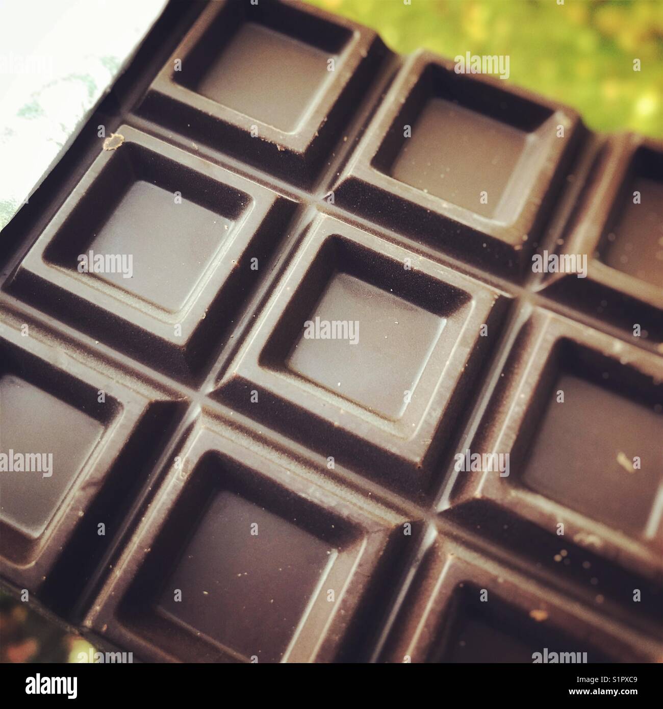 Schokoladen-Quadrate Stockfoto