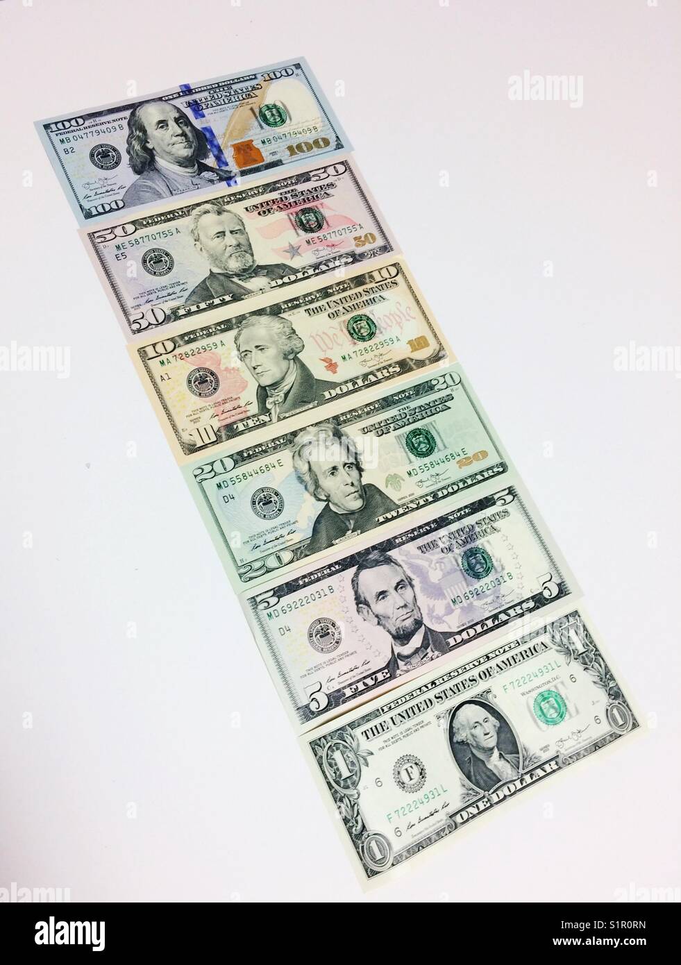 Amerikanische Dollarscheine - Smartphone-aufgenommenes Stockfoto
