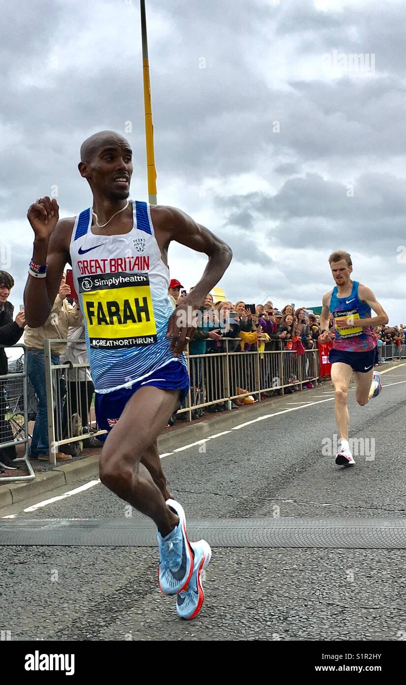 Mo Farah unter der Leitung während des Great North Run September 2017 Stockfoto