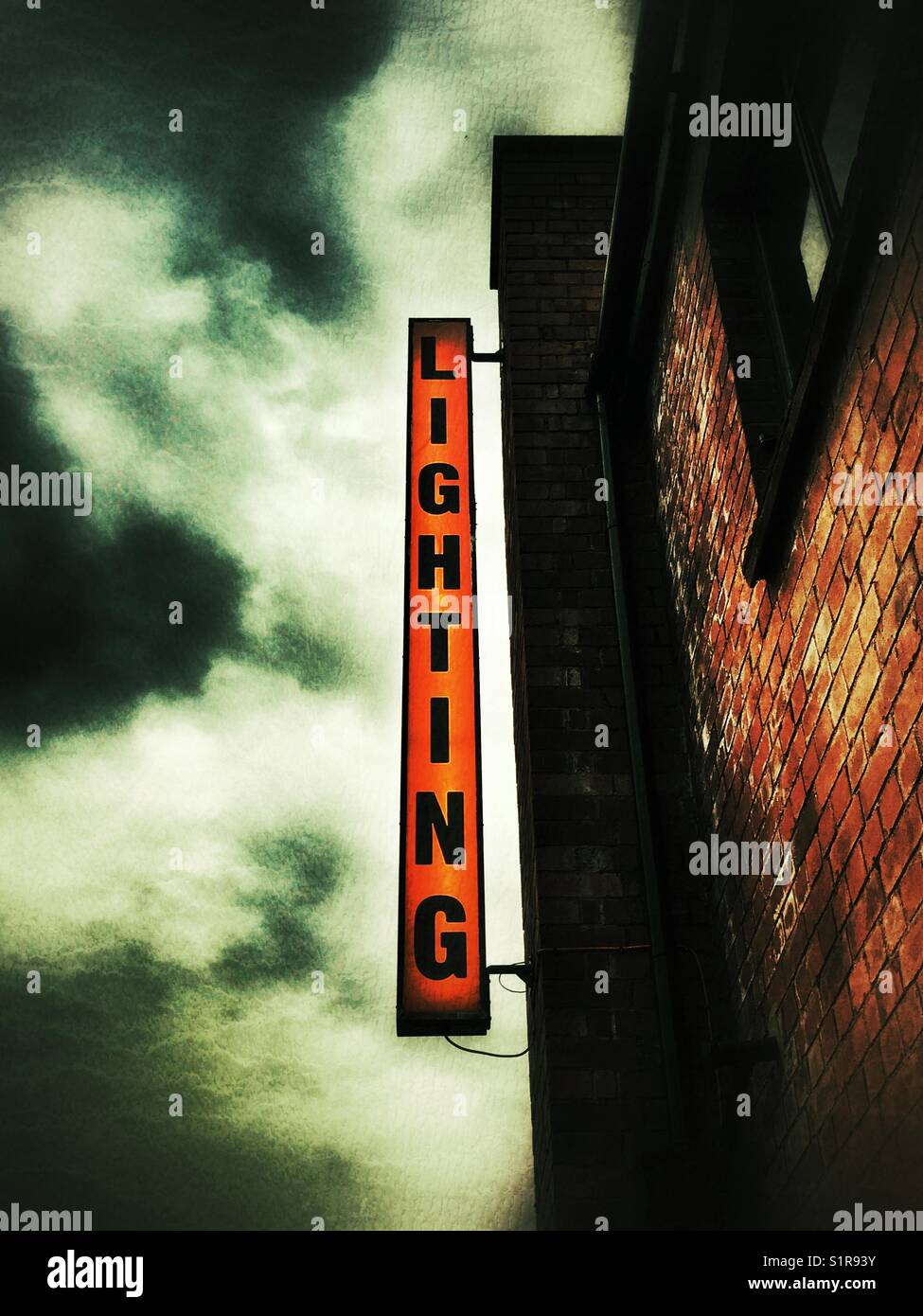Eine beleuchtung Zeichen Stockfoto