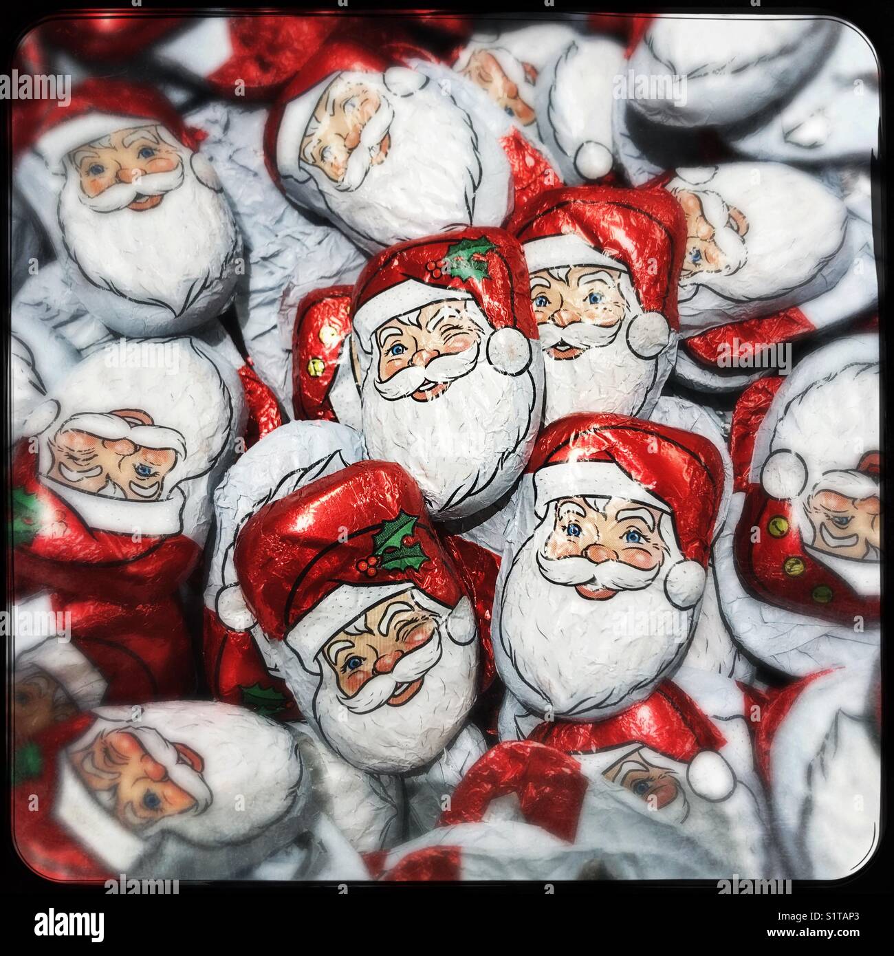 Schokoladen-Weihnachtsmänner Stockfoto