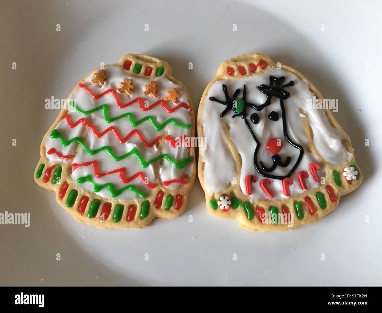 Hässlich Weihnachten Pullover cookies Stockfoto