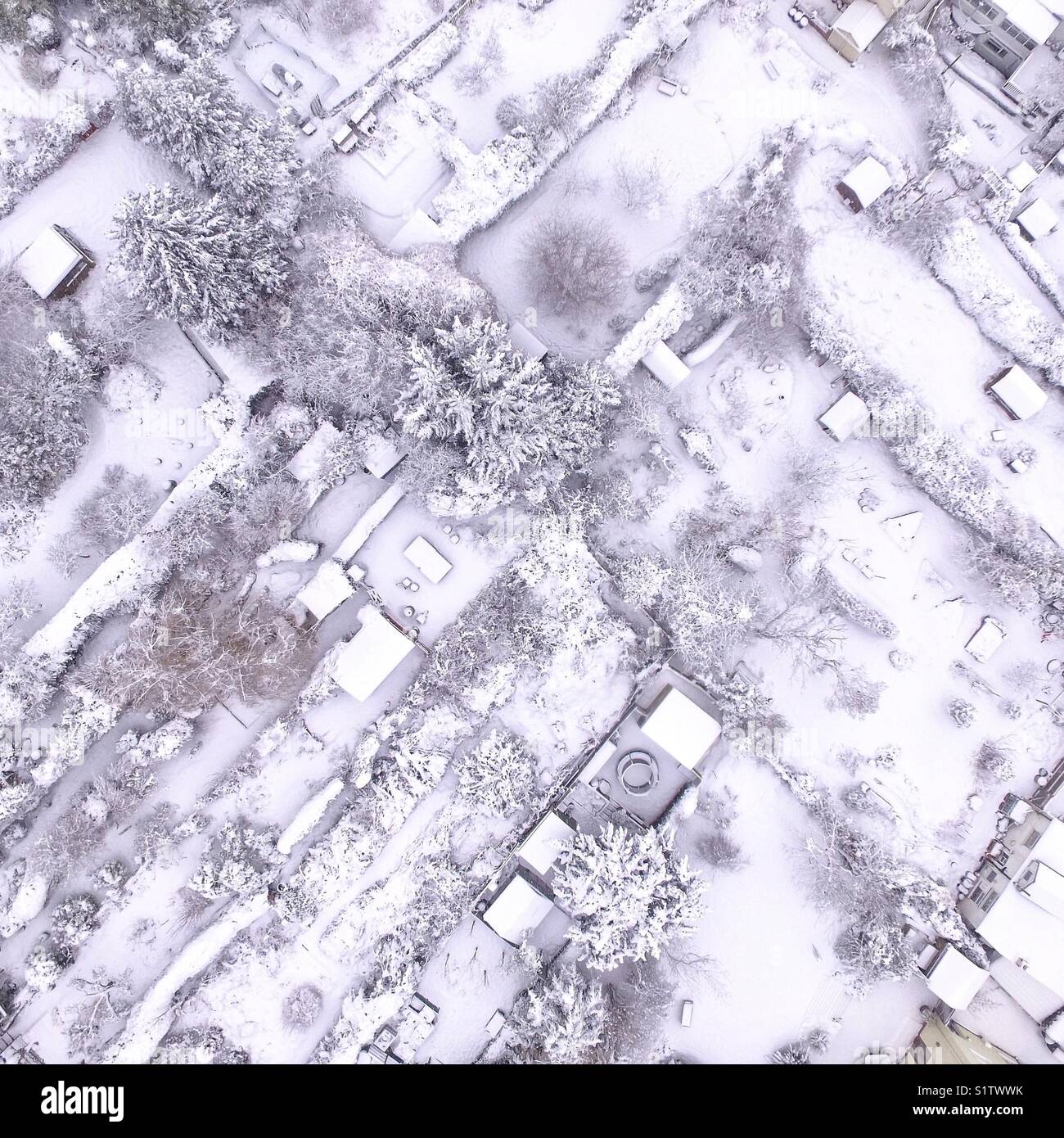 Schnee auf dem Boden Malvern Großbritannien Stockfoto