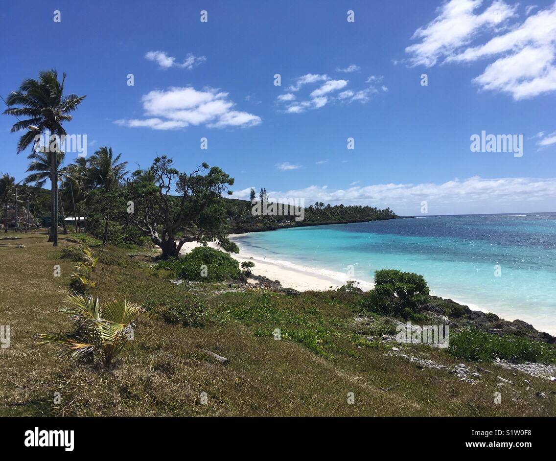 Strand auf Lifou Island, New Caledonia, im südwestlichen Pazifik - Smartphone-aufgenommenes Stockfoto