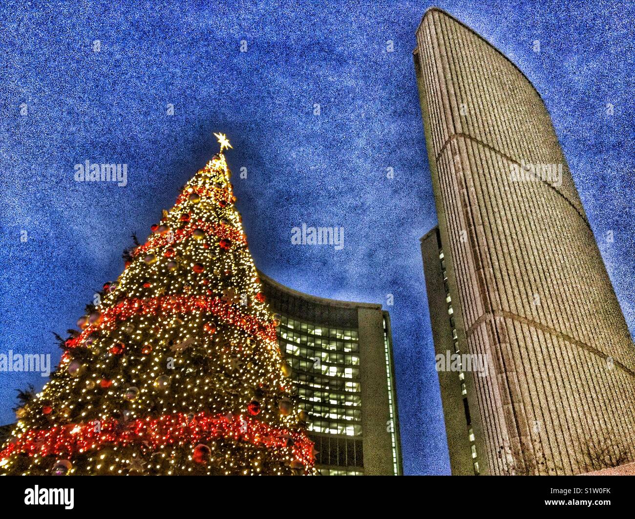 Weihnachtsbaum an der Toronto City Hall. Stockfoto