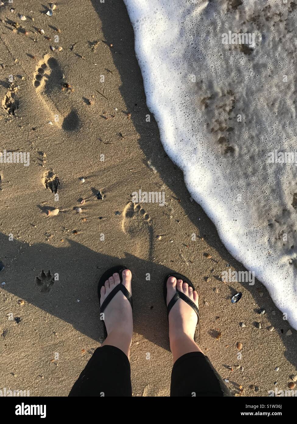 Meine Füße im Sand, am Strand Stockfotografie Alamy
