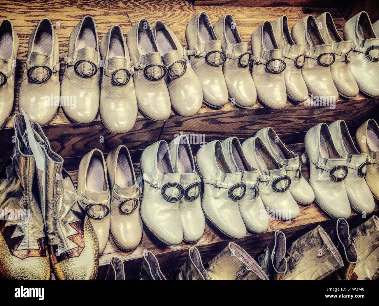 Handgefertigter schnalle Schuhe für die Broadway Spiel Hamilton, New York, USA Stockfoto