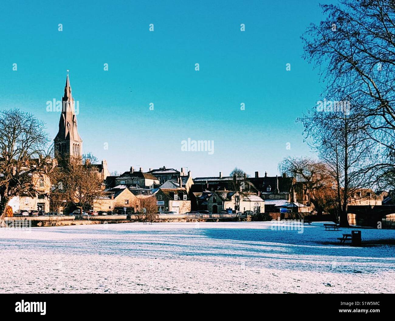 Stamford im Schnee Stockfoto