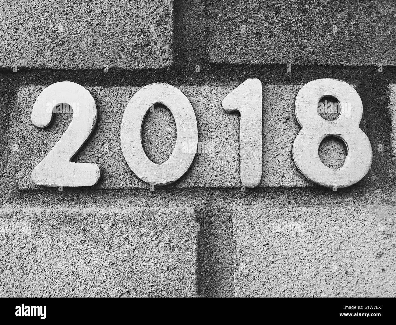 2018 Das neue Jahr auf Mauerwerk Stockfoto