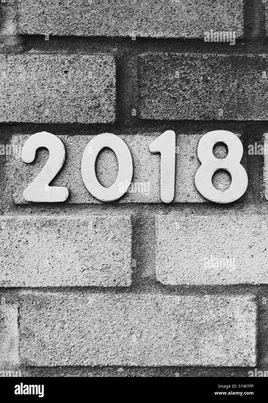 2018 - Das neue Jahr auf Mauerwerk Stockfoto