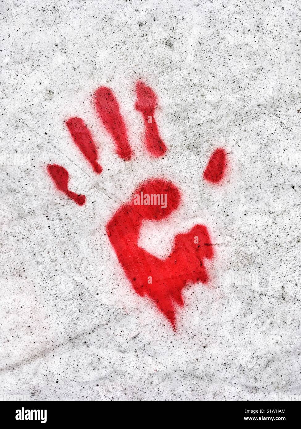 Eine rote Hand drucken Stockfoto