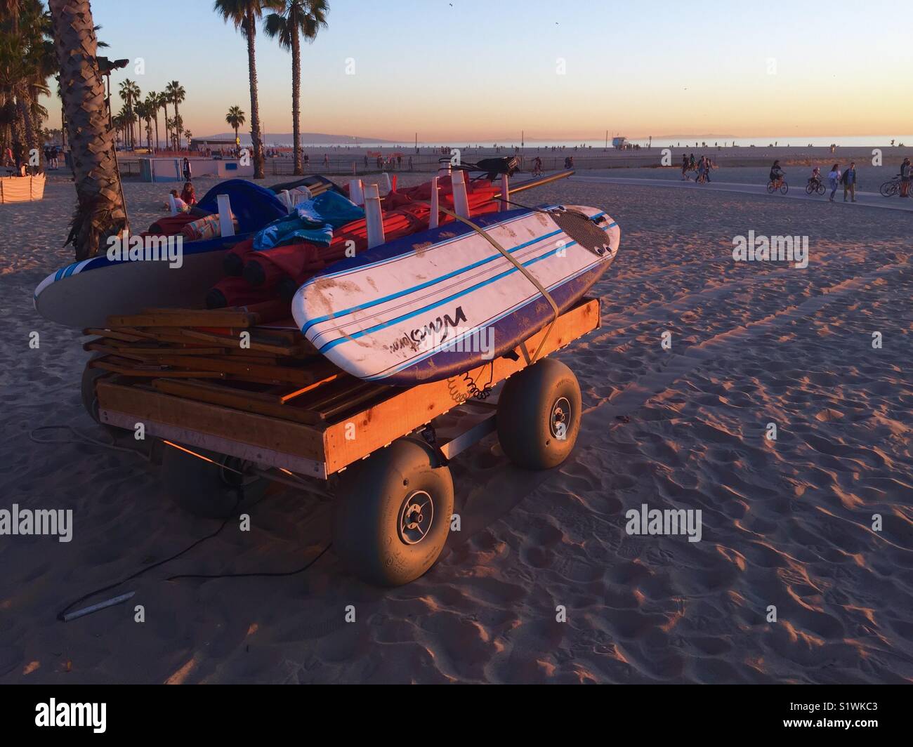 Surf buggy am Muscle Beach, Santa Monica, Kalifornien, USA. - Smartphone-aufgenommenes Stockfoto