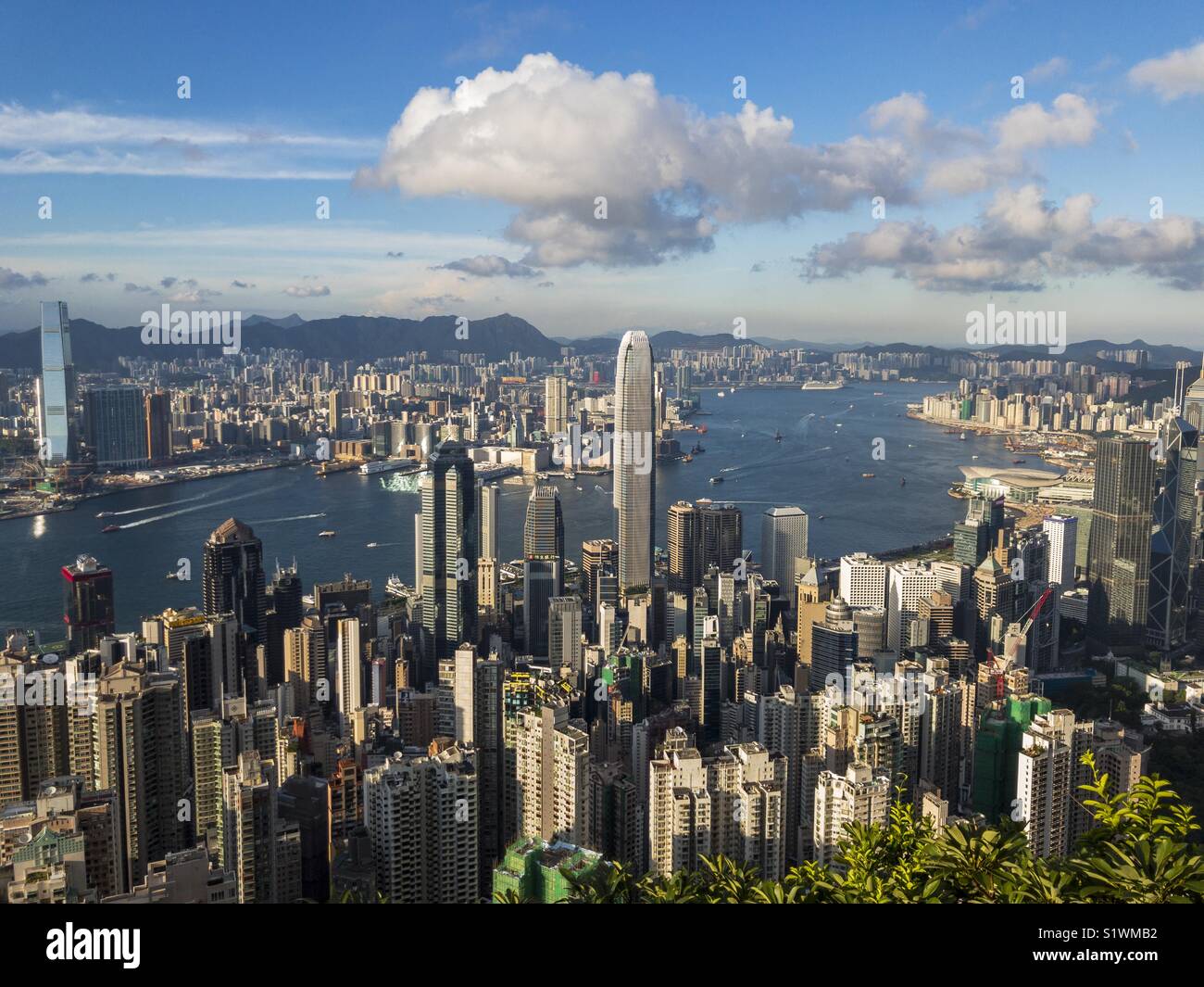 Hong Kong Victoria Hafen Blick von der Peak bei Tag Stockfoto