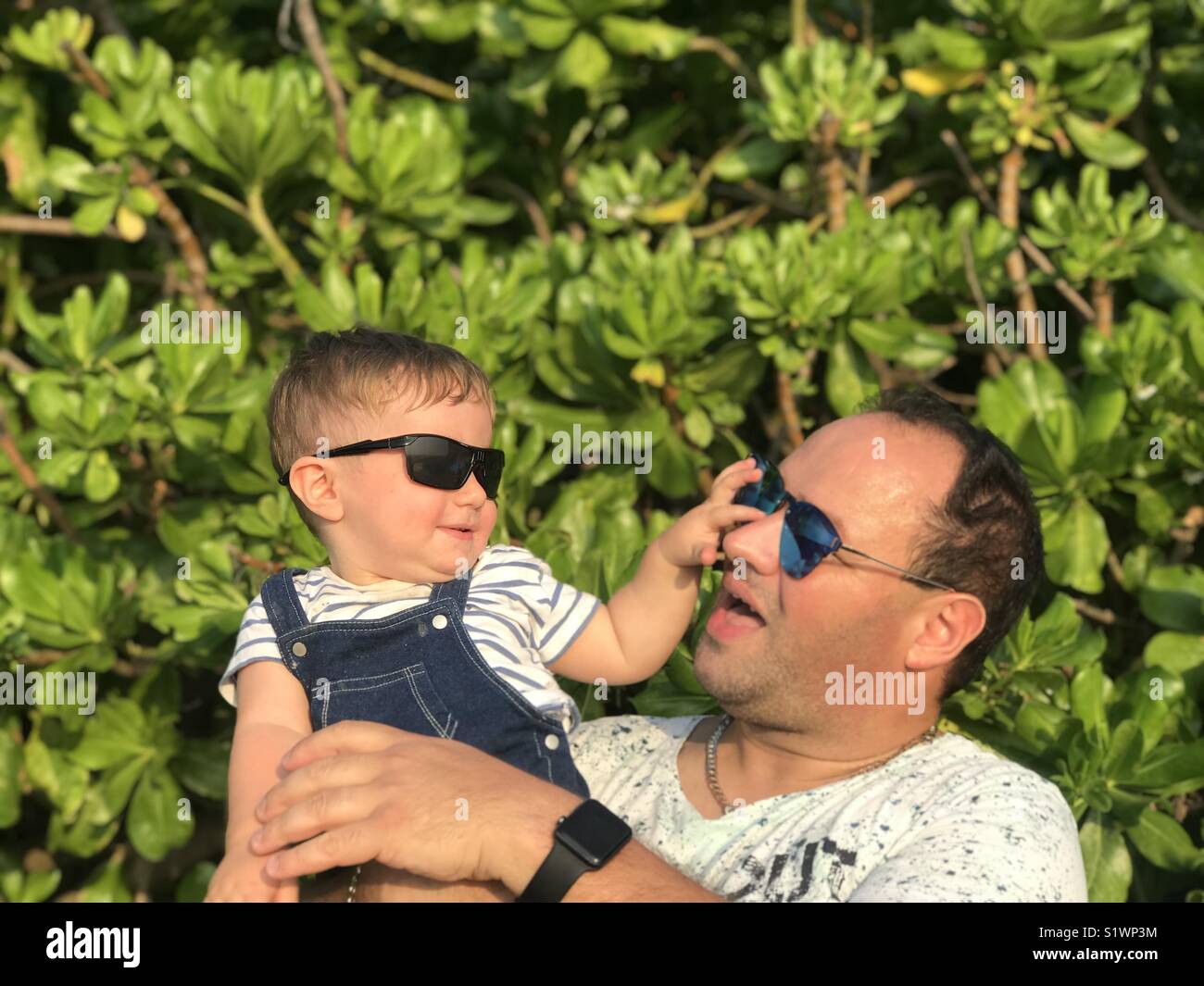 Vater und Sohn Glück Stockfoto